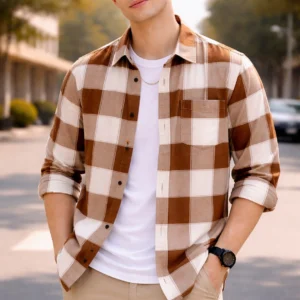 FalconWear Men Regular Fit Checkered Spread Collar Casual Shirt